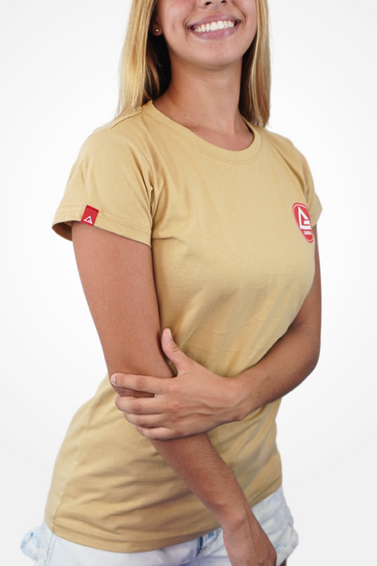 Camiseta Feminina Red Shield BJJ- Bege